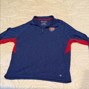 Men's Blue and Red Zip Up Sweater